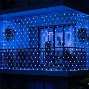 MIRADH Led Net Mesh String Lights - Diwali Lights for Decoration for Home Diwali Lights for Home Decoration led Lights Christmas Light for Ganesh Puja 6.6ft x 6.6ft 144 LEDs (Still Mode Blue)