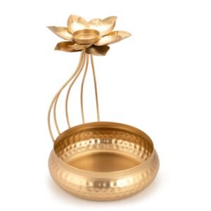 Diya Shape Flower Decorative Urli Bowl/Handcrafted Bowl for Floating Flowers and Tea Light Candles Home,Office and Table Decor| Diwali Decoration Items for Home T-Light Pack of 1