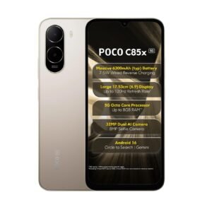 POCO C85x 5G Smartphone, Sunset Gold, 6.9 Inch Display, 32MP Dual AI Camera, 6300mAh Battery, 64GB Storage
