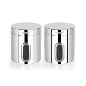 Sumeet Stainless Steel Small Containers/Jars/Dabba for Kitchen Storage with See Through Window - set of 2Pcs, 1100ml capacity each, 11.5cm Dia, Silver