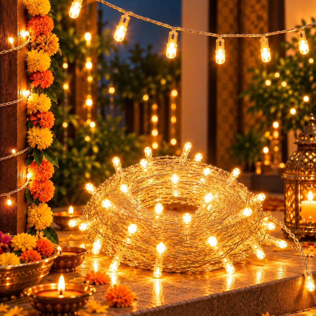 DIVAYANSHI 12 Meter 35 Feet Fairy Lights, Warm White Decorative Lights for Diwali, Christmas, Bedroom, Wedding, Birthday Party & Indoor Outdoor Home Decoration