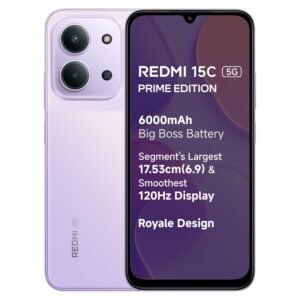 Redmi 15C 5G Prime Edition (Dusk Purple, 4GB + 128GB) | Massive 6000mAh Battery | Segment's Largest 17.53cm Display Up to 120Hz | MediaTek Dimensity 6300 | 33W Fast Charging | 50MP AI Dual Camera