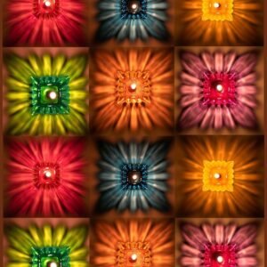 12pcs Diwali Diyas Colourful 3D Reflection Diya for Diwali Decor Flower Shape Shadow Reflective Diyas for Diwali Decoration Items for Home Decor Reusable Diwali Light Multicolour