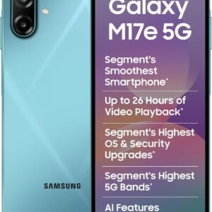 Samsung Galaxy M17e 5G Mobile (Blitz Blue, 4GB RAM, 128GB Storage, Monster 6000mAh Battery) | 120 Hz Refresh Rate | IP54 Rating | 6 Gen OS Upgrades | 50MP Dual Camera | Knox Security | AI