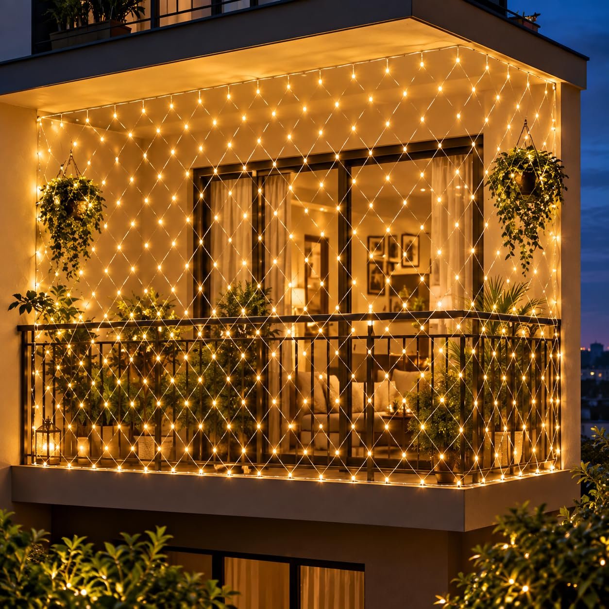 MIRADH Led Net Mesh String Lights - Diwali Lights for Decoration for Home Diwali Lights for Home Decoration led Lights for Ganesh Puja 9.8ft x 6.6ft 192 LEDs (8 Mode Warm-White)