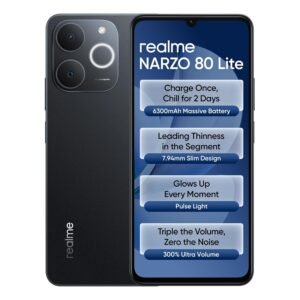 realme NARZO 80 Lite 4G (Obsidian Black 2026, 4GB+64GB) | 6300mAh Segment's Biggest Battery | 7.94mm Slim Design | 300% Ultra Volume | Pulse Light: 9 Colors, 5 Glow Modes | Ai Assist